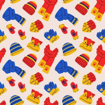 Winter clothes seamless pattern vector