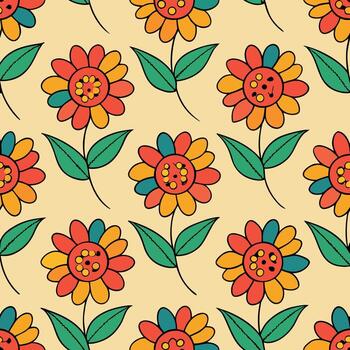 Simple continuous floral pattern design for textile and surface applications in cmyk and grayscale vector