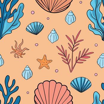 Minimalist hand drawn abstract shapes repeating texture design for various applications vector