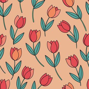 Elegant line art floral seamless pattern design for decorative applications and textile prints vector