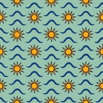 A repeating geometric wave design featuring simple lines and shapes for various applications vector