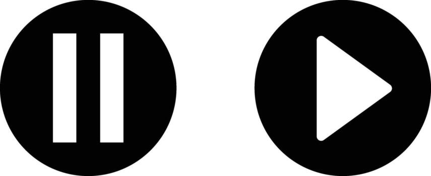 Play and pause button icon set music player control symbols audio media start and stop signs illustration. vector
