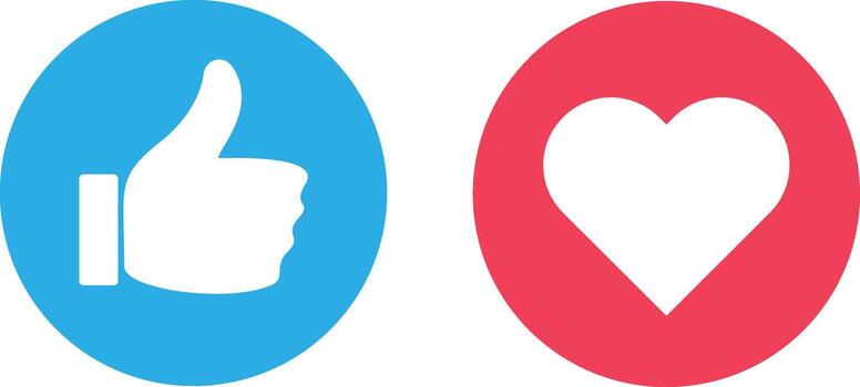 Thumb up and heart icon illustration showing like and love button symbol for social media app ui ux and web design on transparent background. vector