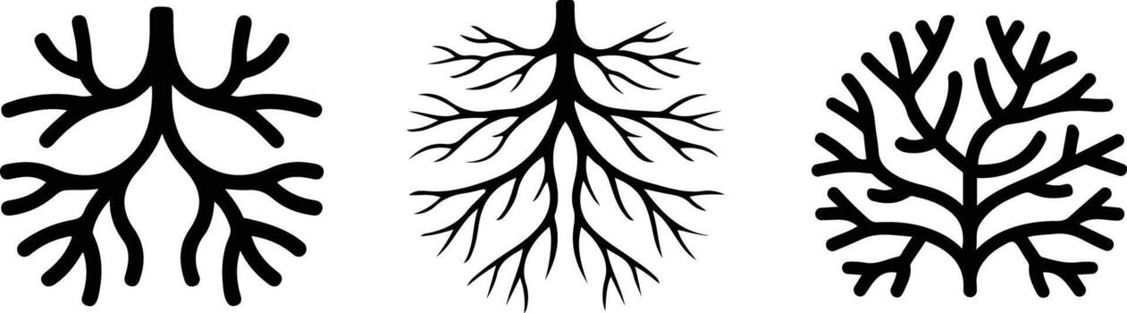 Abstract Branching Network Icon Set. vector