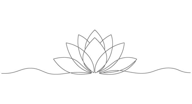 One Line Continuous Drawing of a Lotus Flower Elegant Illustration, EPS 6 Format vector