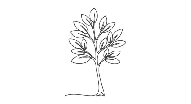 One continuous line art illustration of a tree's minimal design, an EPS vector