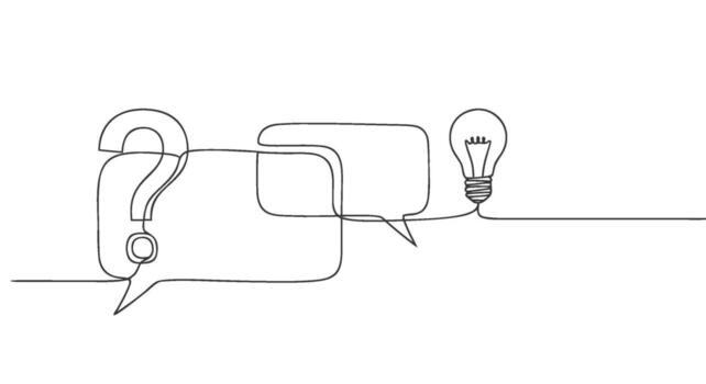 creativo problema resolviendo concepto ilustrado con un continuo uno línea dibujo de un pregunta marca líder a un brillante idea bombilla vector