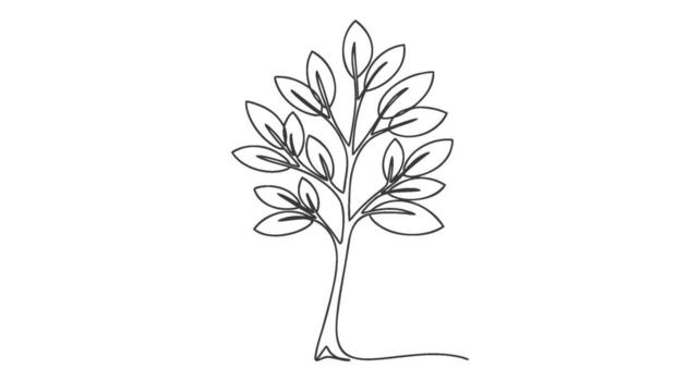 A simple tree sapling drawn with one single continuous line, a minimalist botanical line art illustration vector