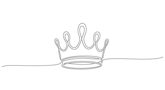 Continuous one-line drawing of a majestic crown. Minimalist art symbolizing royalty, power, and success, perfect for sophisticated graphic design, branding, and elegant concepts vector
