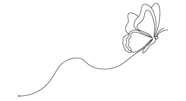 A single continuous line drawing of a delicate butterfly gracefully taking flight, embodying simplicity and elegance in its minimalist design vector