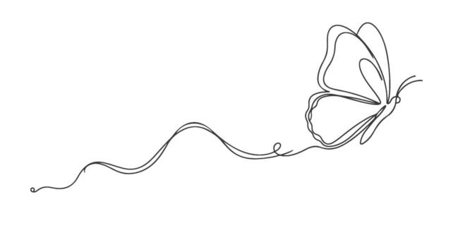 A beautiful flying butterfly created with a simple and elegant continuous one line drawing, a minimalist artistic illustration vector