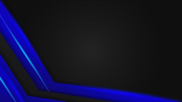 Futuristic blue and black abstract background with glowing geometric lines and modern technology style. vector