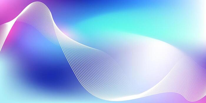 Abstract blue gradient background with shining lines wave. Minimalist background for banner poster vector