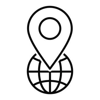 global ubicación alfiler icono simbolizando en todo el mundo navegación, Internet conectividad, viaje destino marcador, geográfico punto de interés, y digital cartografía servicios para negocio y vector