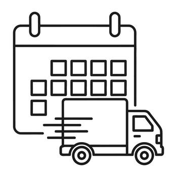 Delivery Truck Icon With Calendar And Motion Lines Symbolizing Logistics Shipping Scheduling Transportation Planning And Timely Distribution Service For E-commerce And Business Operations vector