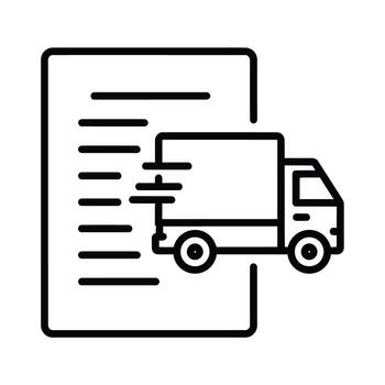 Delivery Truck Icon With Document Paper Showing Logistic Service And Supply Chain Management Concept For Shipping And Transportation Industry On White Background Simple Line Art vector