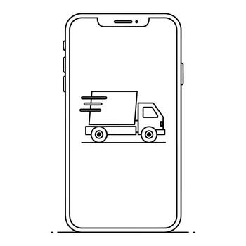 Delivery Truck Icon Mobile App Interface Displaying Fast Shipping Logistics Service Concept On Screen For Online E-commerce Shopping And Global Transportation Network Symbol Via Smartphone vector