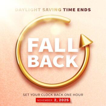 Fall back time. Daylight saving time ends vector