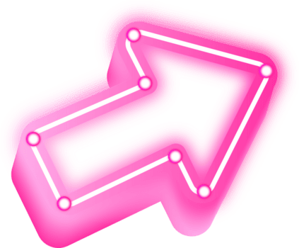 Glowing Neon Style 3D Arrow Graphic Symbol Directional Element Design, Illustration of a glowing neon arrow sign pointing to the right, with a soft pink light effect. png