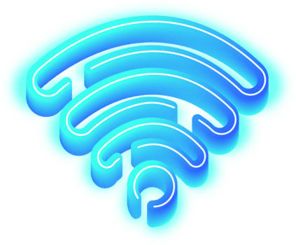 Modern Neon Style WIFI Signal 3D Symbol Communication Technology Icon Graphic, An illustration of a neon style WIFI signal symbol. A graphic for communication technology and network connection. png