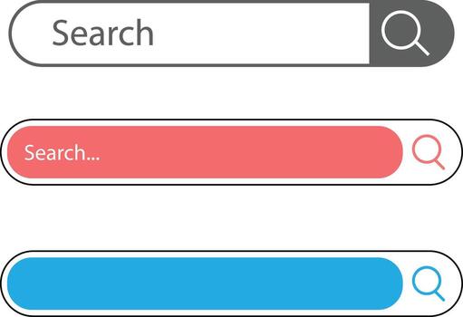 Search bar web template icons. Searching engine browser mockup. boxes template for web page internet browser vector