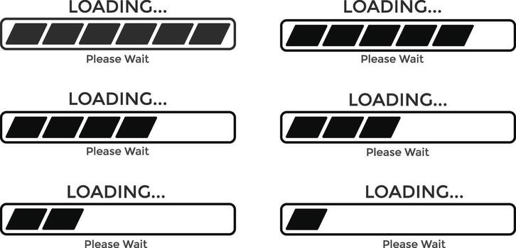 loading bar icon. Download progress sign. Retro Progress Bars. Collection Loading status. loading bar progress vector