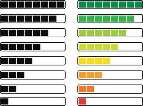 loading bar icon. Download progress. Retro Progress Bars. Collection Loading status. loading bar progress vector