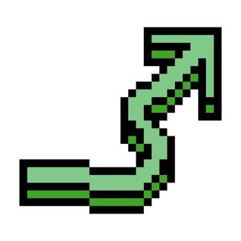 verde flecha cursor con píxel Arte aislado en blanco antecedentes vector