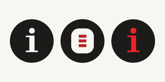 Three Information Icons, Standard, Menu, and Alert vector