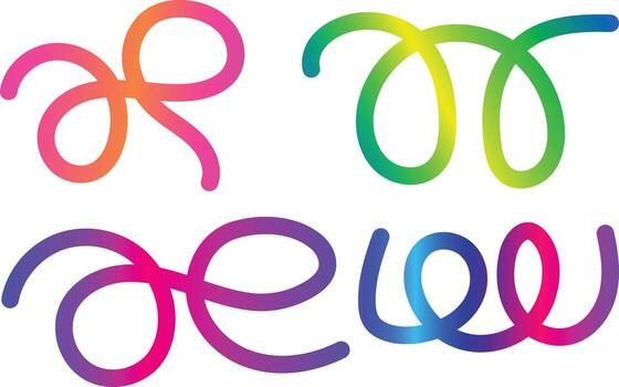 cuatro resumen formas hecho de vistoso fluido líneas con vibrante gradientes en bucles y bobinas vector