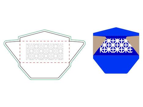 Regular Envelope dieline template with Geometric Pattern Laser Cut vector