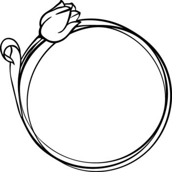 redondo marco con tulipanes decorativo marco para corte papel, láser o trazador. Pascua de Resurrección composición con flores vector