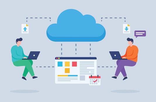remoto trabajo colaboración con productividad herramientas y nube plataformas vector