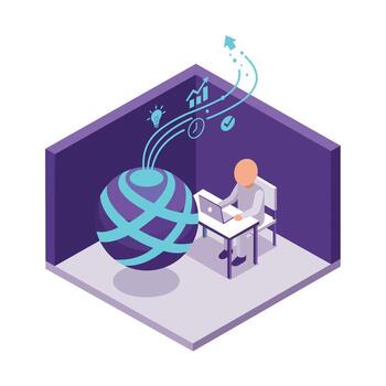 AI Assistant Helping a User Tech Focus vector