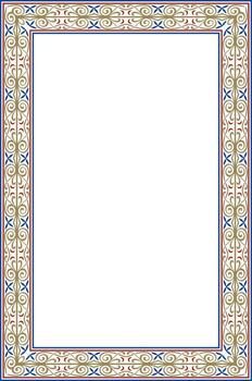 cuadrado europeo de colores ornamento. rectangular patrón, círculo, anillo de el medio siglos. renacimiento borde. decoración palacios y iglesias vector