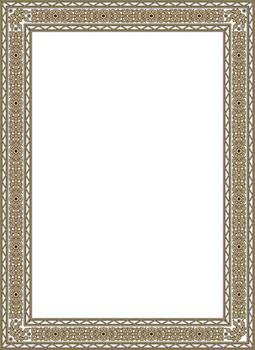 golden and black square Yakut ornament. An endless rectangular border, frame northern Far East. vector