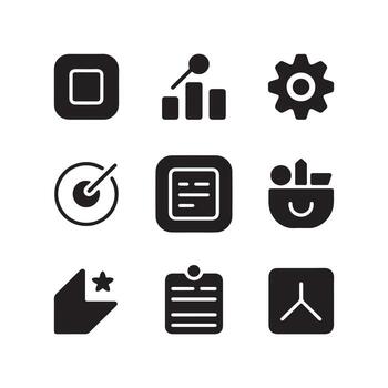 productividad aplicación sólido íconos conjunto para actuación aumentar vector