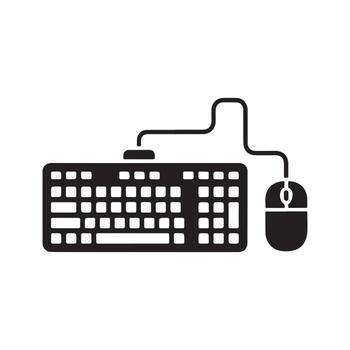 Keyboard and Mouse Solid Icon for Office Setup vector