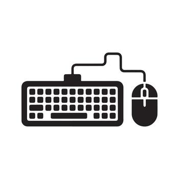 Keyboard and Mouse Solid Icon Representing Computer Tools vector