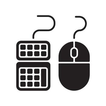 Mouse and Keyboard Solid Icon for Computer Desk vector