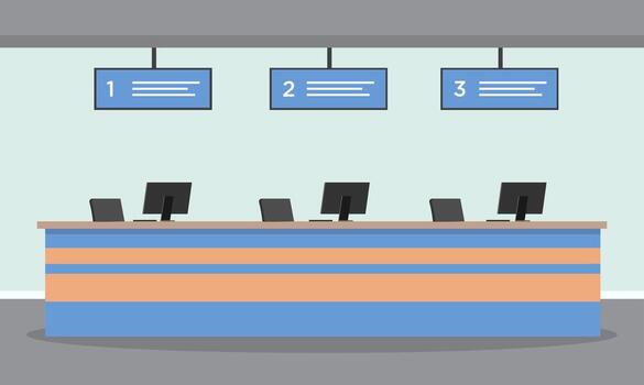 Modern reception desk with computers vector