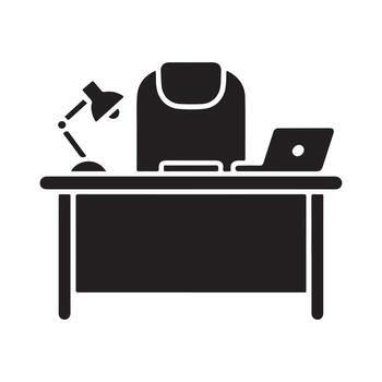 Training Room Desk Setup Solid Icon for Learning Space vector