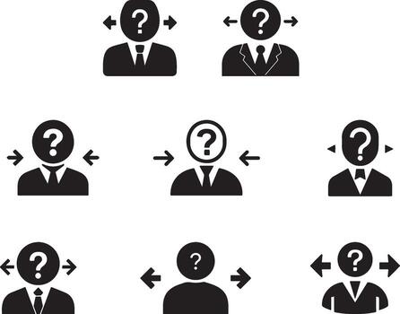 Businessman making decision choosing right way with question mark icon vector