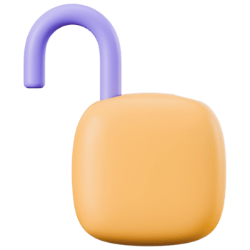 desbloqueado cadeado ícone para segurança, privacidade proteção com Acesso ao controle, autenticação, autorização, criptografia para dados e cíber segurança em rede e rede sistemas, 3d ilustração png