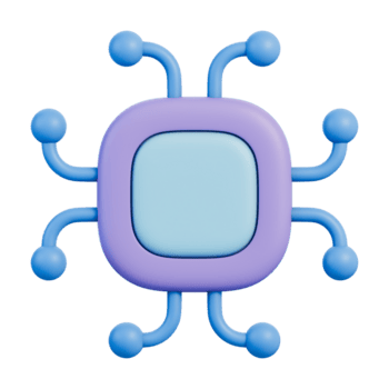 mikrochip processor cpu med neuralt nätverk knutpunkter och krets layout för halvledare datoranvändning, data bearbetning och digital teknologi innovation på kisel logik chipset systemet, 3d illustration png