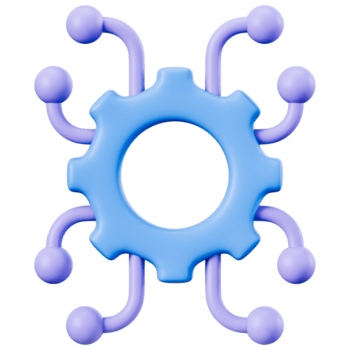 uitrusting netwerk hub icoon voor automatisering systeem workflow en integratie platform, technologie koppel voor controle en orkestratie met backend connectiviteit en architectuur, 3d illustratie png