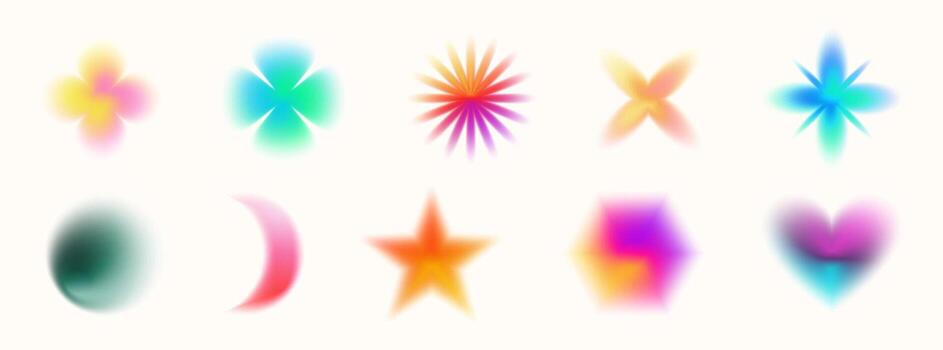 Nostalgic Y2K floral gradient pattern with sparkles, waves, and geometric shapes. Decorative pastel collage in pink and purple palette. Ideal for trendy digital or print design. vector