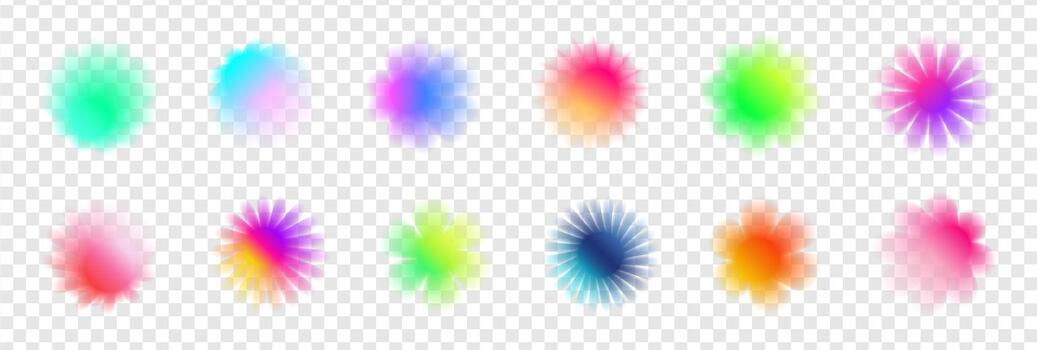 degradado flor y estrella formas con suave difuminar y granoso y2k textura. resumen geométrico composición en rosado y púrpura tonos moderno decorativo para nostálgico digital diseño. vector