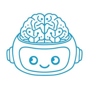 robot cabeza con digital cerebro circuito ilustración vector