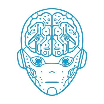 robot cabeza con cerebro circuito ilustración diseño vector